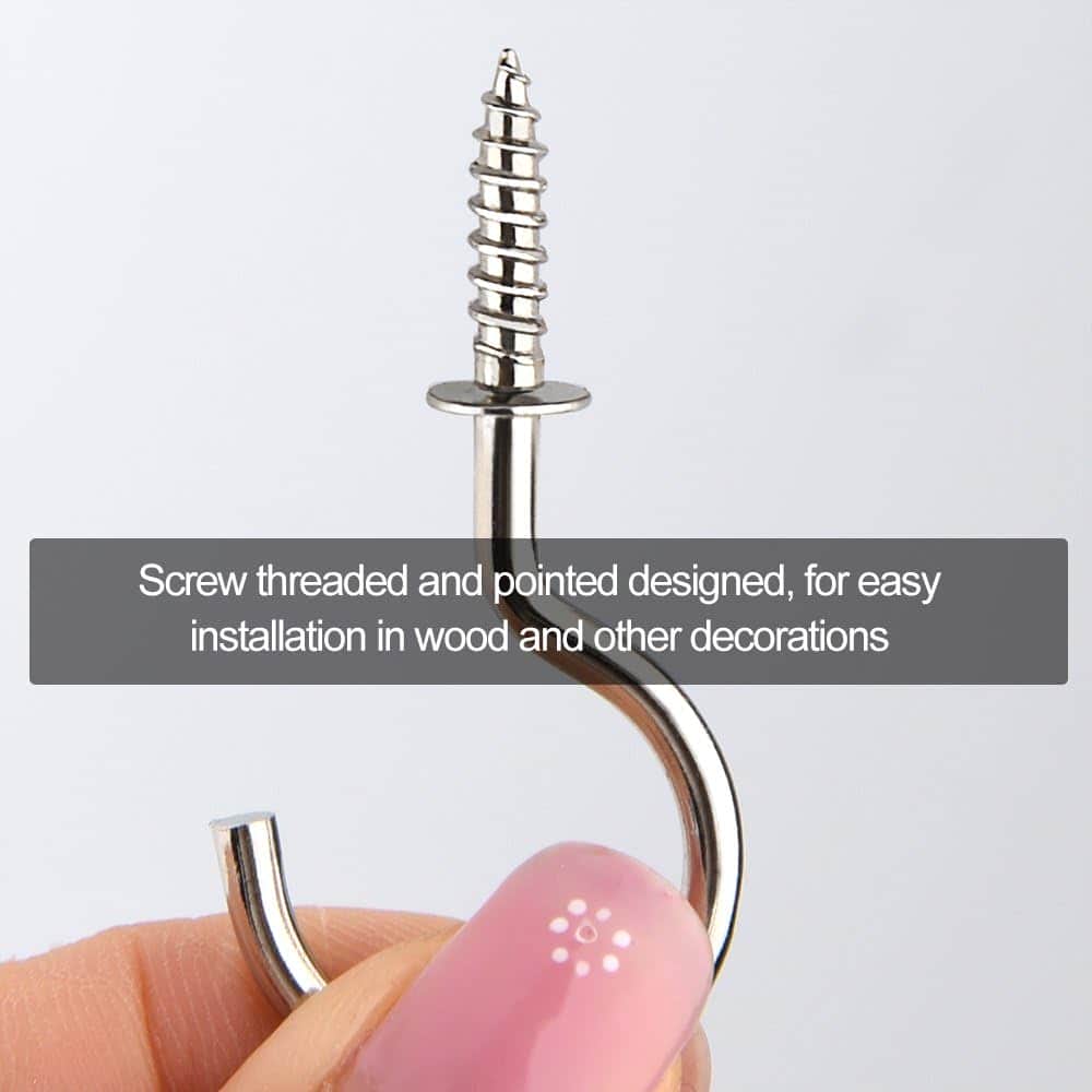 150-Pieces Nickle Plated Screw-in Ceiling Cups Hooks & Square Bend Hooks Assortment Set Kit for Hanging 8