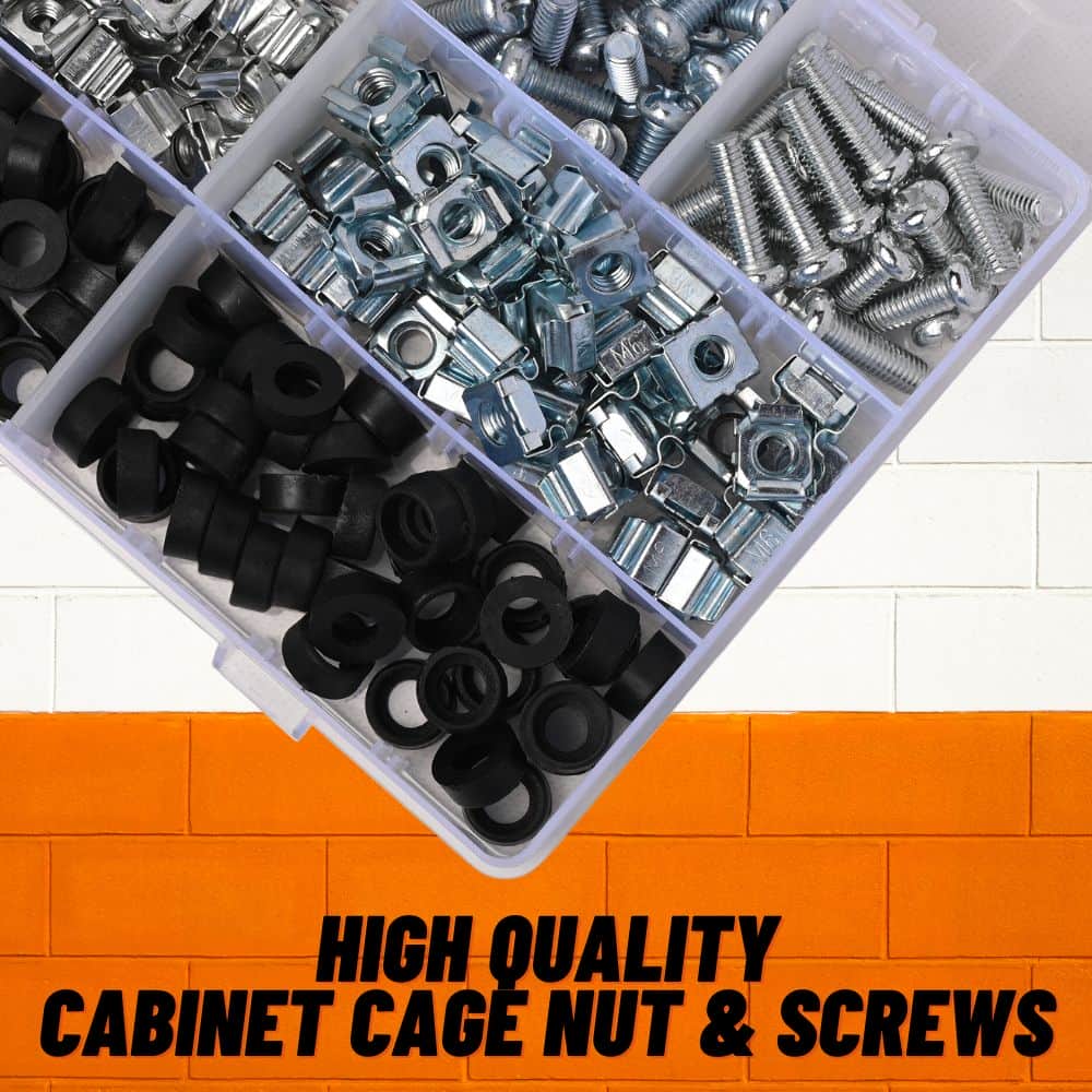 245 Pcs 80 Sets M5 M6 Cage Nuts, Screws & Washers Assortment Pack for Server Rack and Cabinet 3