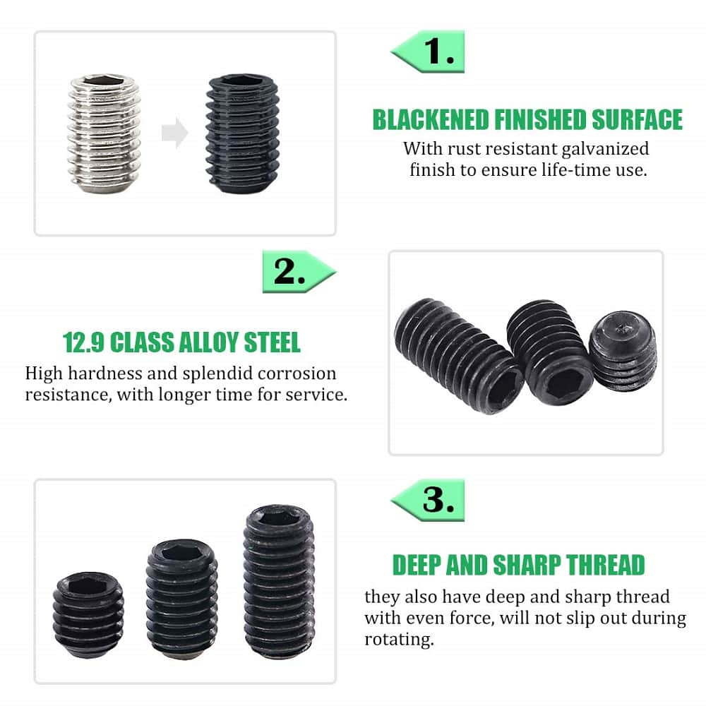 260 Pcs 10 Sizes Hi Tensile Socket Set Grub Screws Assortment Pack 5