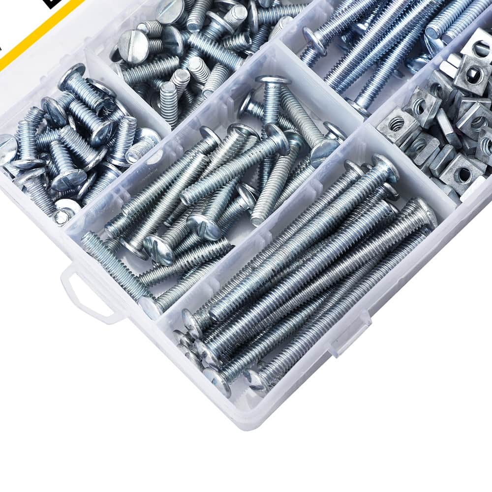 300 Pcs SAE Zinc Plated Roofing Bolts With Square Nuts Assortment Pack 4