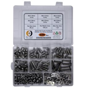 320 Pcs Stainless Steel M6 Dia Socket CSK Flat Head Bolts With Matching Accessories Assortment Pack