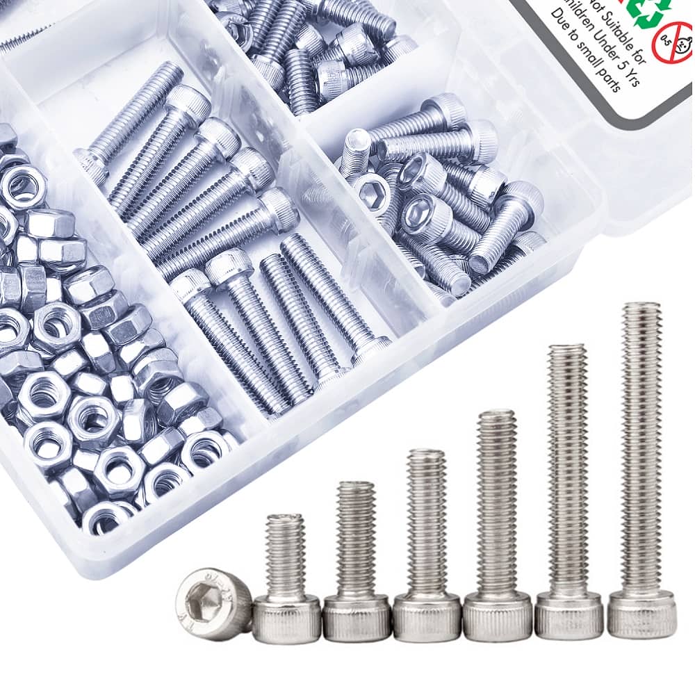 331 Pcs M6 Dia Stainless Steel Socket Head Allen Bolts Assortment Pack 4