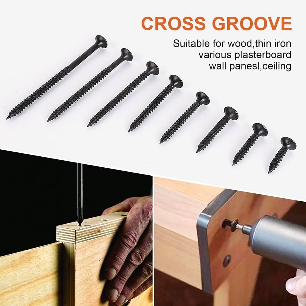 346 Pcs 10 Sizes Black Drywall Gypsum Screw 3.5MM #6 With Screw Driver Bit Assortment Pack 6