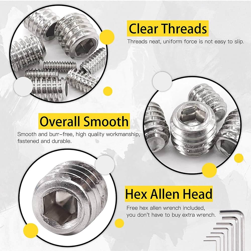 395 Pcs 15 Sizes Stainless Steel Socket Set Grub Screws Assortment Pack 4