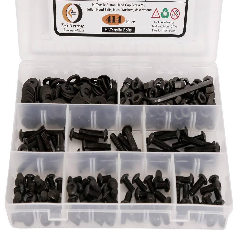 414 Pcs M6 Dia 10.9 Grade Hi Tensile Button Head Bolts Assortment Pack 2