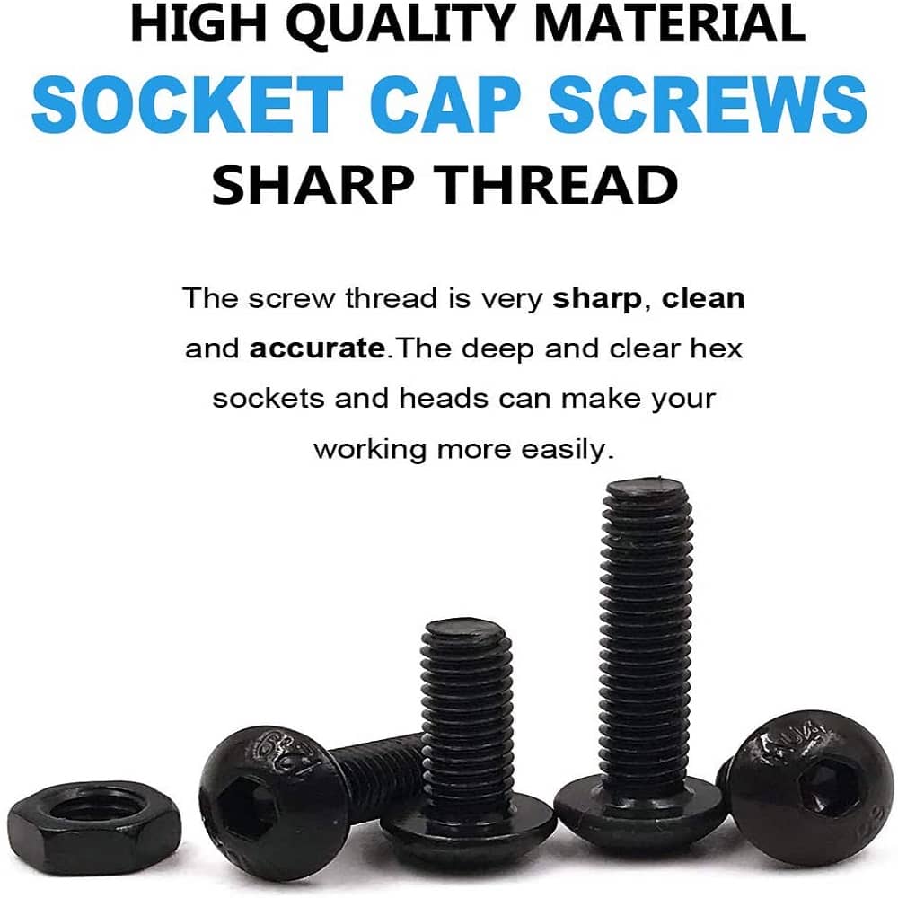 414 Pcs M6 Dia 10.9 Grade Hi Tensile Button Head Bolts Assortment Pack 4