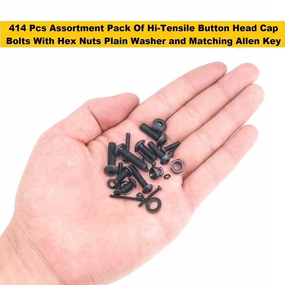 414 Pcs M6 Dia 10.9 Grade Hi Tensile Button Head Bolts Assortment Pack 6
