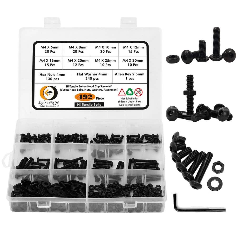 492 Pcs M4 M6 Dia 10.9 Grade Hi Tensile Button Head Bolts Assortment Pack 1