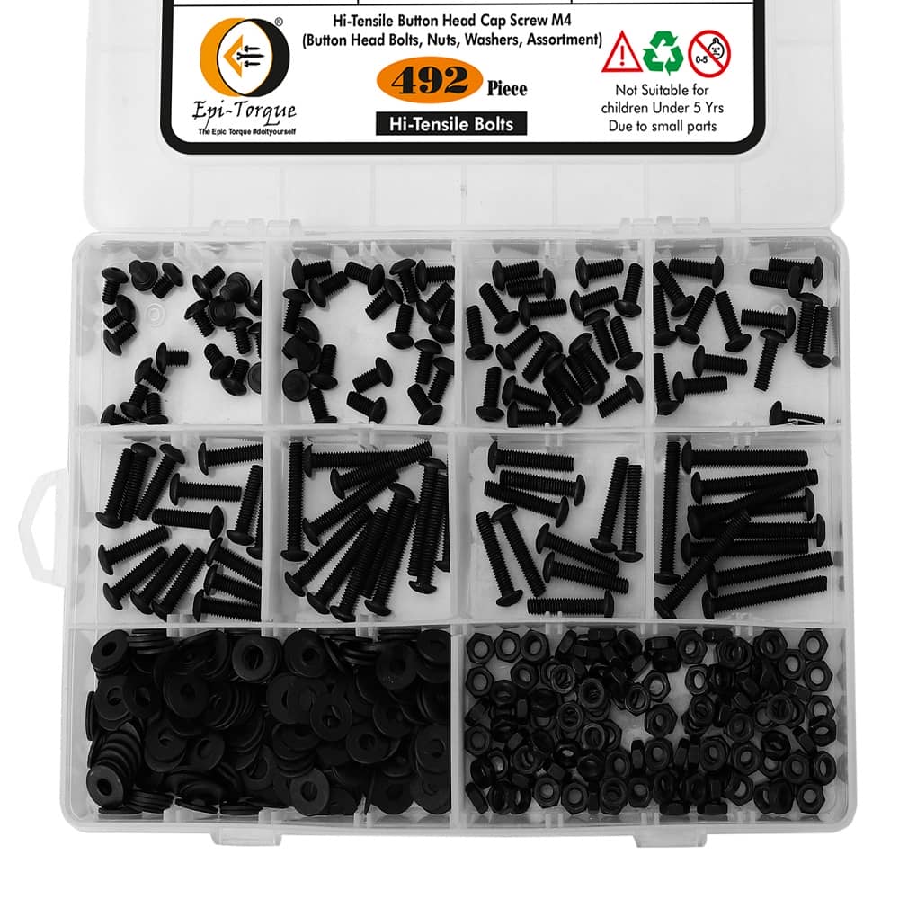 492 Pcs M4 M6 Dia 10.9 Grade Hi Tensile Button Head Bolts Assortment Pack 2