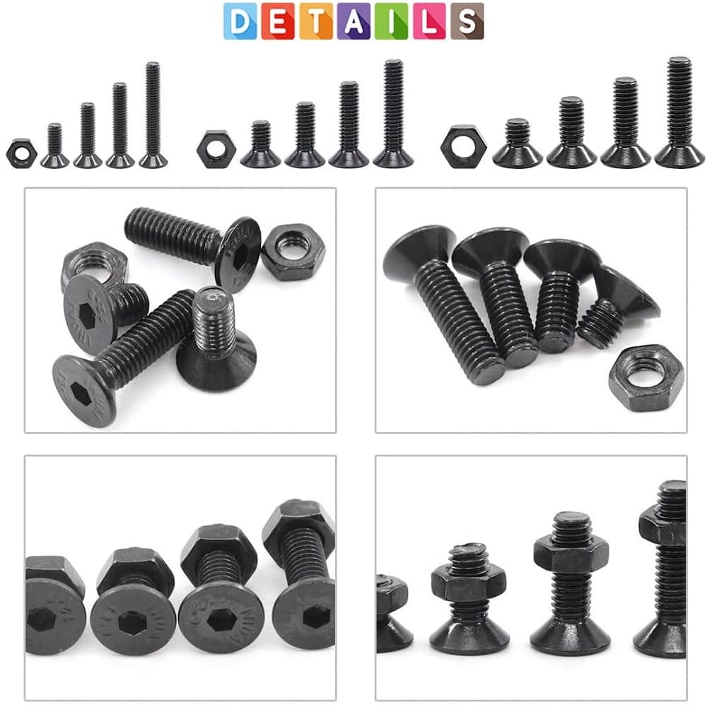 494 Pcs M4 Dia 10.9 Grade Hi Tensile Counter Sunk Bolts Assortment Pack 5