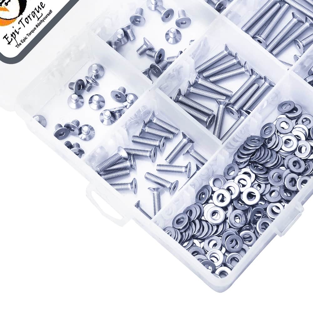 495 Pcs M4 Dia Stainless Steel Counter Sunk Bolts Assortment Pack 3