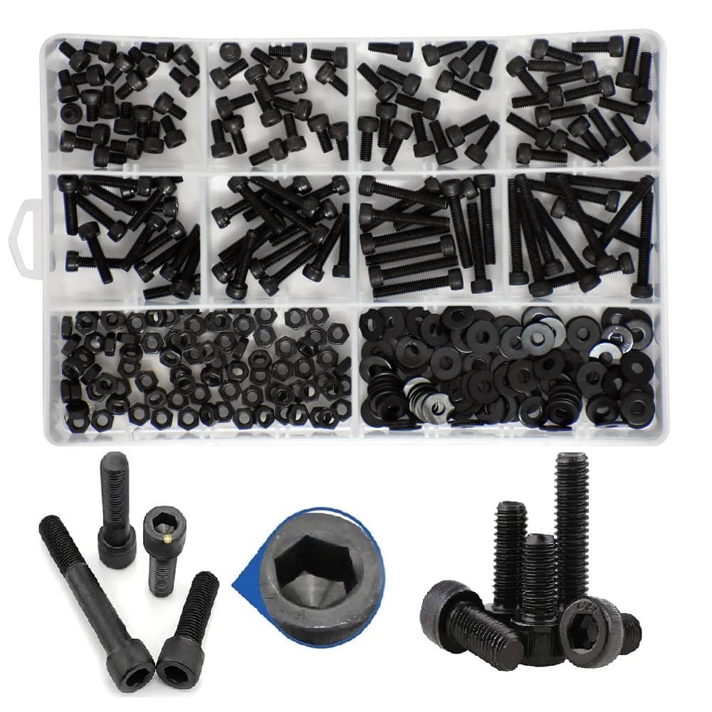 496 Pcs M4 Dia 12.9 Grade Hi Tensile Socket Head Allen Bolts Assortment Pack 5