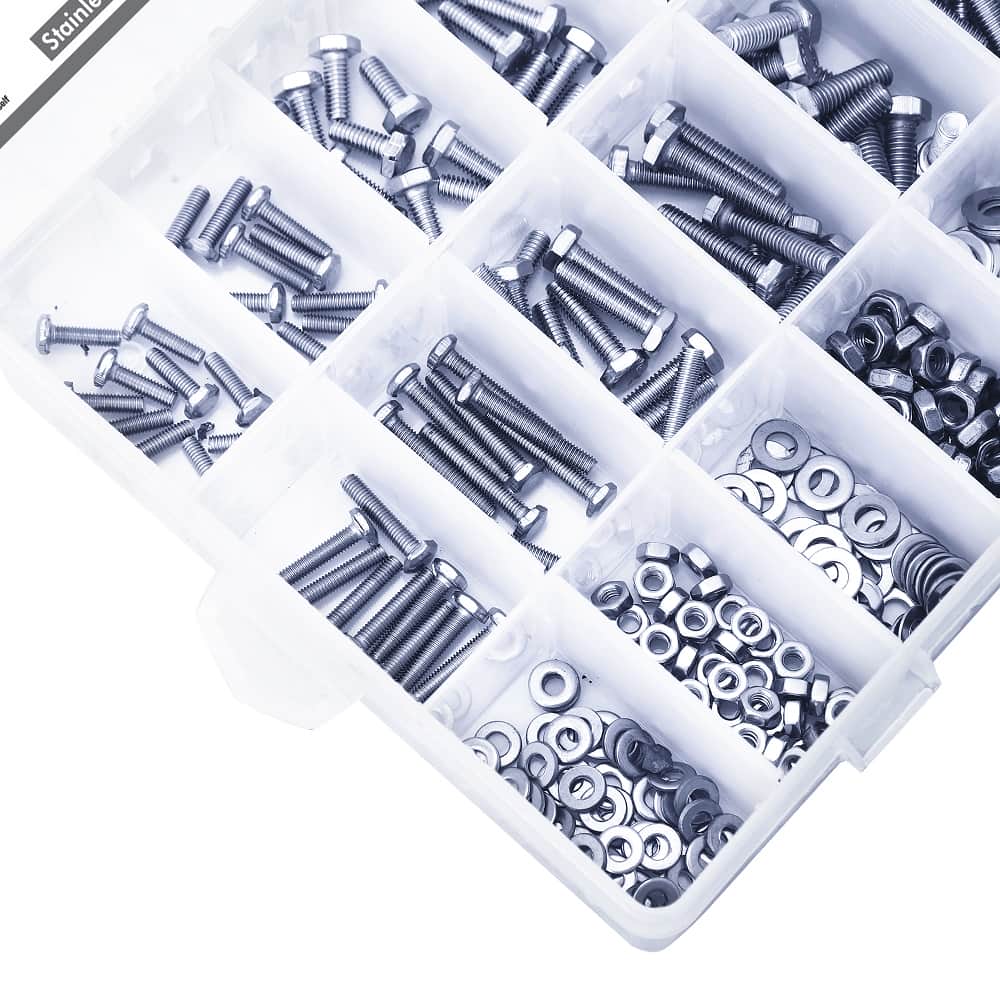 500 Pcs M3 M4 M5 M6 Dia Stainless Steel Hex Head Bolts, Nuts, Washers Assortment Pack 3