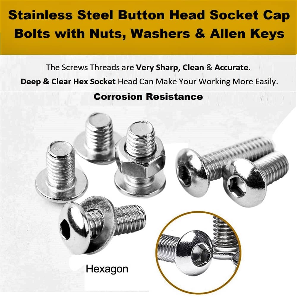 530 Pcs M3 Dia Stainless Steel Button Head Bolt Assortment Pack 3