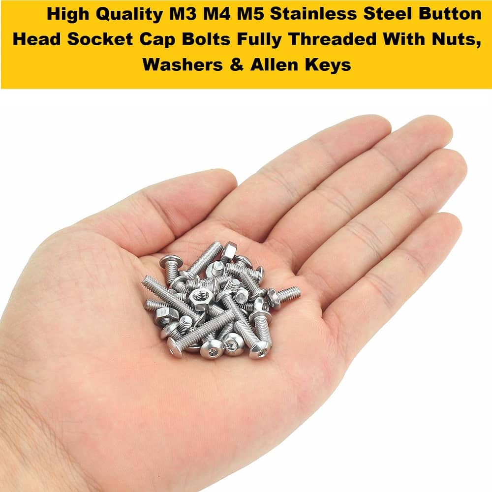 530 Pcs M3 Dia Stainless Steel Button Head Bolt Assortment Pack 4