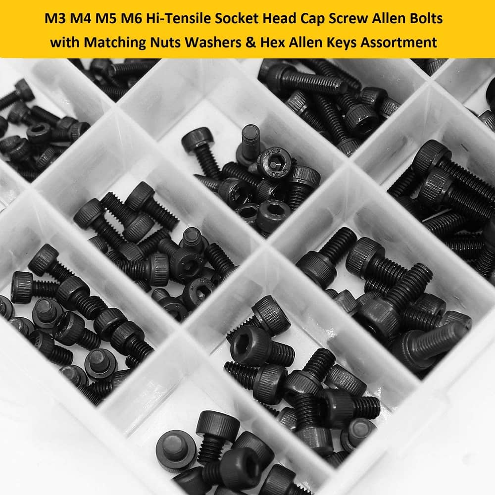 544 Pcs M3 M4 M5 M6 Dia 12.9 Grade Hi Tensile Socket Head Allen Bolts Assortment Pack 5