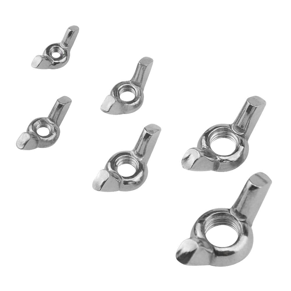6 Sizes Butterfly Wing Nuts Assortment Kit, M3 M4 M5 M6 M8 M10 Sizes Stainless Steel Wing Nuts Fasteners 8