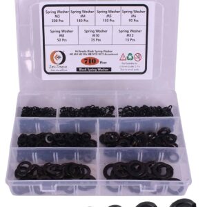 710 Pcs Hi-Tensile Spring Lock Split Lock Washer 7 Sizes M3-M12 Assortment Pack