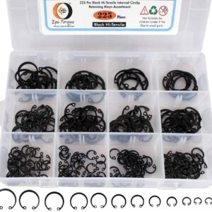 225 Pcs Hi Tensile Internal Circlip 12 Sizes 8-25mm Assortment Pack