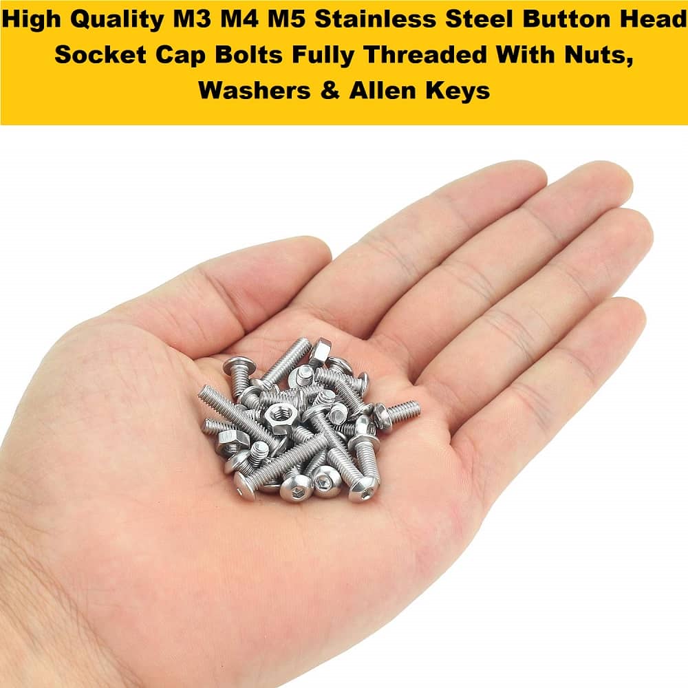 780 Pcs M3 M4 M5 Dia Stainless Steel Button Head Bolt Assortment Pack 5