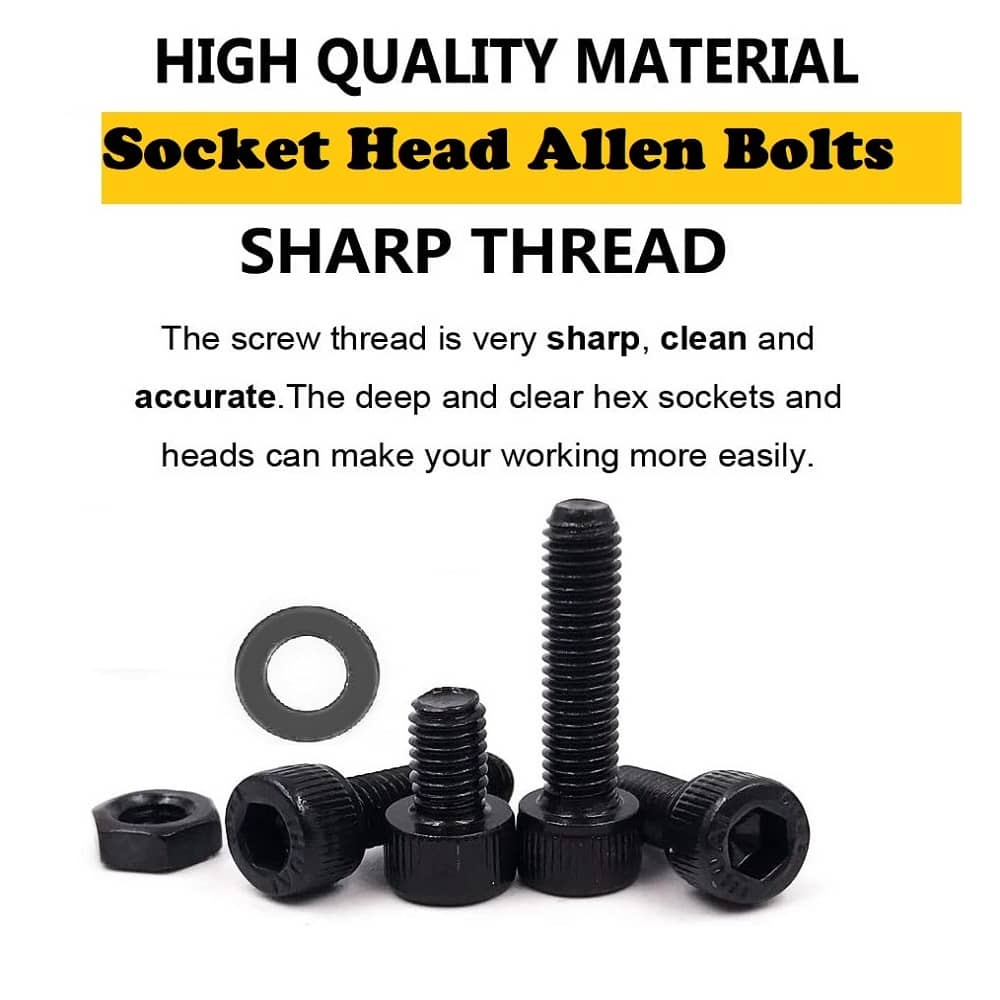 823 Pcs M3 M4 M5 Dia 12.9 Grade Hi Tensile Socket Head Allen Bolts Assortment Pack 2