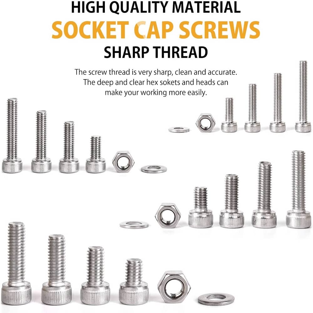 851 Pcs M6 M8 M10 M12 Dia Stainless Steel Socket Head Allen Bolts Assortment Pack 3
