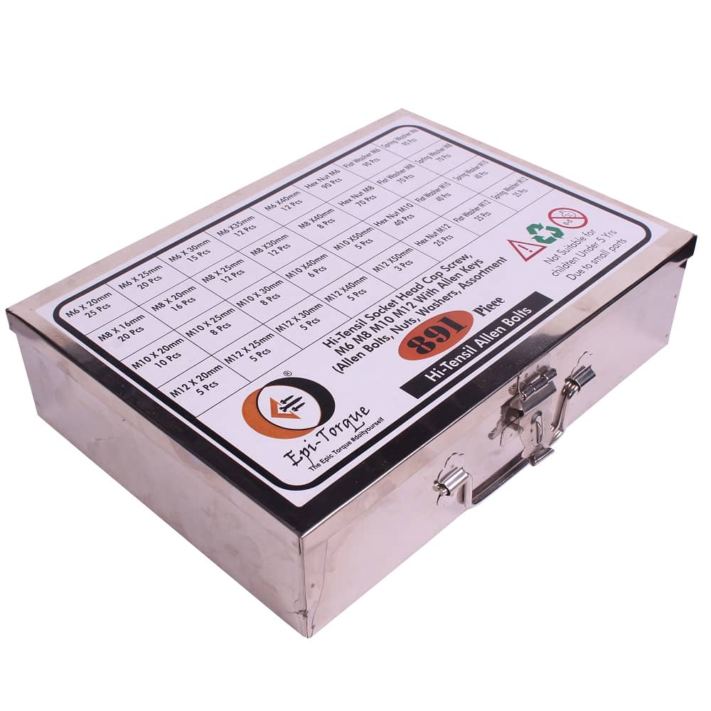 891 Pcs M6 M8 M10 M12 Dia 12.9 Grade Hi Tensile Socket Head Allen Bolts Assortment Pack 9