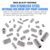 185 Pcs Stainless Steel Socket Set/Grub Screw 10 Sizes Assortment Pack