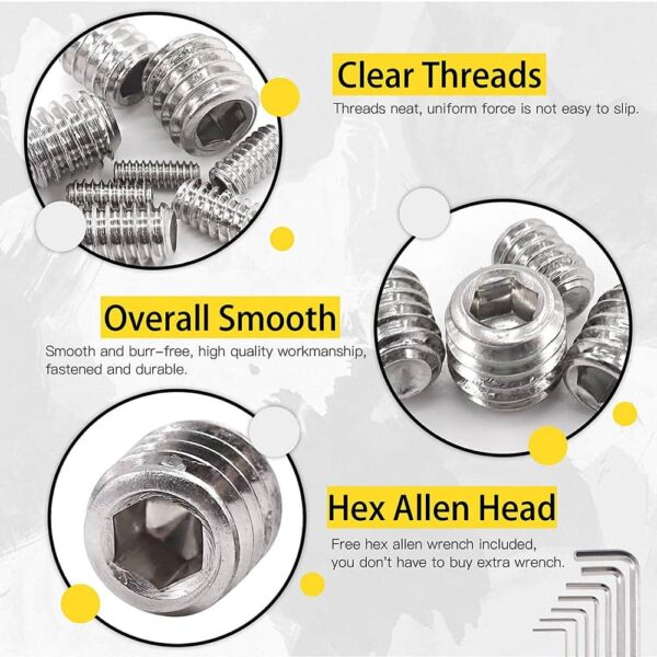 185 Pcs Stainless Steel Socket Set/Grub Screw 10 Sizes Assortment Pack