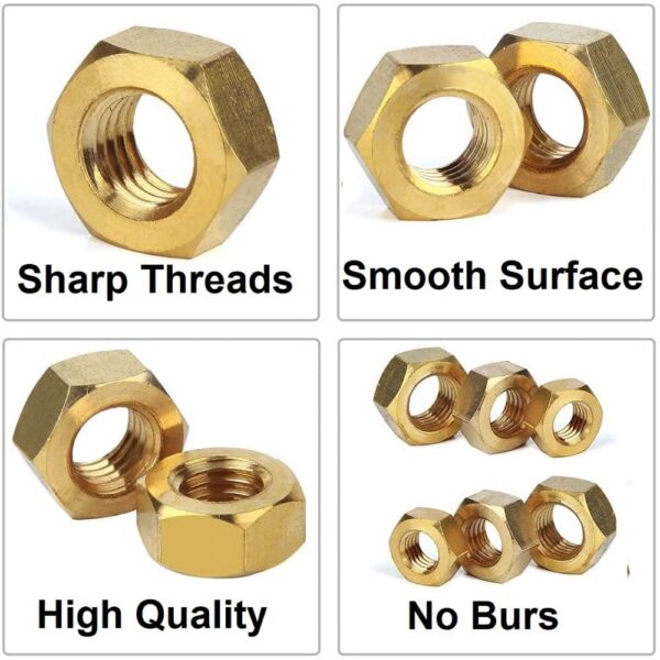 208 Pcs Brass Hexogonal Nuts 7 Sizes M3-M12 Assortment Pack