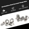 212 Pcs Stainless Steel Serrated Hex Flange Nuts Flange Metric Hex Lock Nuts Assortment Kit (M3 M4 M5 M6 M8 M10 M12)