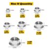 212 Pcs Stainless Steel Serrated Hex Flange Nuts Flange Metric Hex Lock Nuts Assortment Kit (M3 M4 M5 M6 M8 M10 M12)