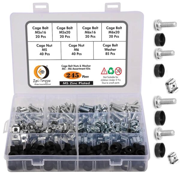 245-Pcs-80-Sets-M5-M6-Cage-Nuts-Screws-Washers-Assortment-Pack-for-Server-Rack-and-Cabinet-1.jpg 245 Pcs 80 Sets M5 M6 Cage Nuts, Screws & Washers Assortment Pack for Cabinets And Server Racks