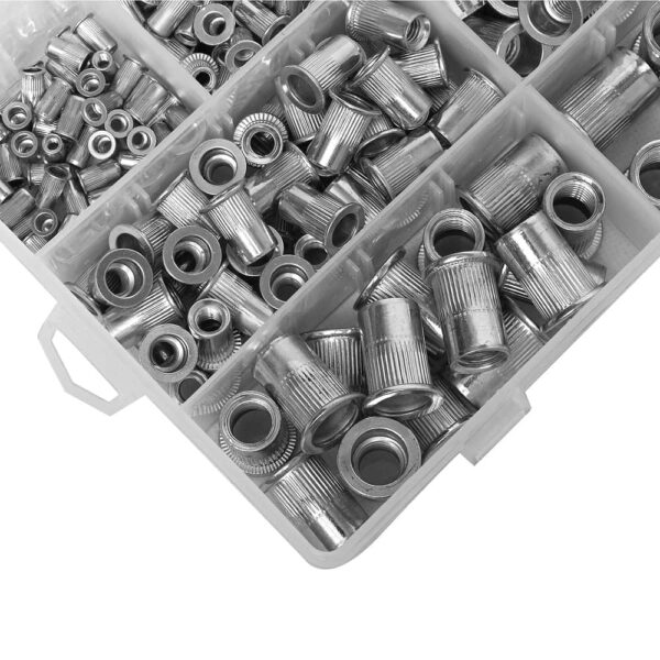 288-PCS-Metric-Rivet-Nut-Kit-Aluminium-Flat-Head-Knurled-Body-Threaded-Insert-7-Sizes-M3-M4-M5-M6-M8-M10-M12-Assortment-Pack-2.jpg 288 PCS Metric Rivet Nut Kit Zinc Plated Flat Head Knurled Body Threaded Insert 7 Sizes M3 M4 M5 M6 M8 M10 M12 Assortment Pack