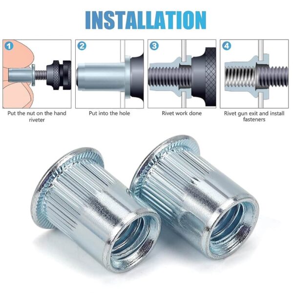 288-PCS-Metric-Rivet-Nut-Kit-Aluminium-Flat-Head-Knurled-Body-Threaded-Insert-7-Sizes-M3-M4-M5-M6-M8-M10-M12-Assortment-Pack-5.jpg 288 PCS Metric Rivet Nut Kit Zinc Plated Flat Head Knurled Body Threaded Insert 7 Sizes M3 M4 M5 M6 M8 M10 M12 Assortment Pack