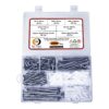 290 Pcs Stainless Steel Flat Slotted Head Wooden Screws Different sizes With Matching Rawl Plugs Assortment Pack