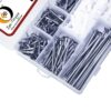 290 Pcs Stainless Steel Flat Slotted Head Wooden Screws Different sizes With Matching Rawl Plugs Assortment Pack