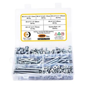 300-Pcs-SAE-Zinc-Plated-Roofing-Bolts-With-Square-Nuts-Assortment-Pack-1.jpg 300 Pcs Bright Zinc Plated Slotted Minus Head Full Thread Roofing / Fencing Bolts With Matching Square Nuts Assortment Pack