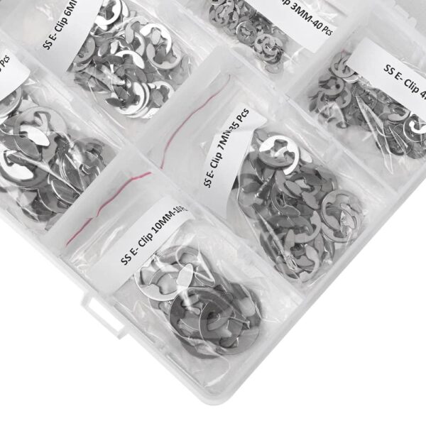 315-Pcs [10-Size] E-Clip 2mm-10mm Circlip External Retaining Ring Assortment Set - 304 Stainless Steel