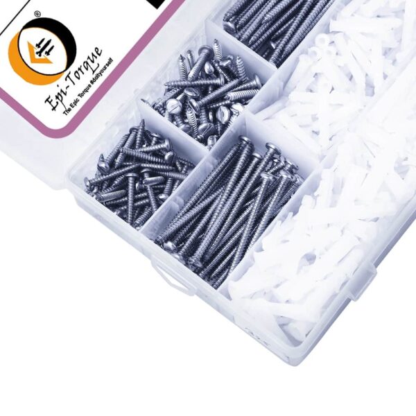 325 Pcs Stainless Steel PAN Slotted Head Screws Different sizes With Matching Rawl Plugs Assortment Pack