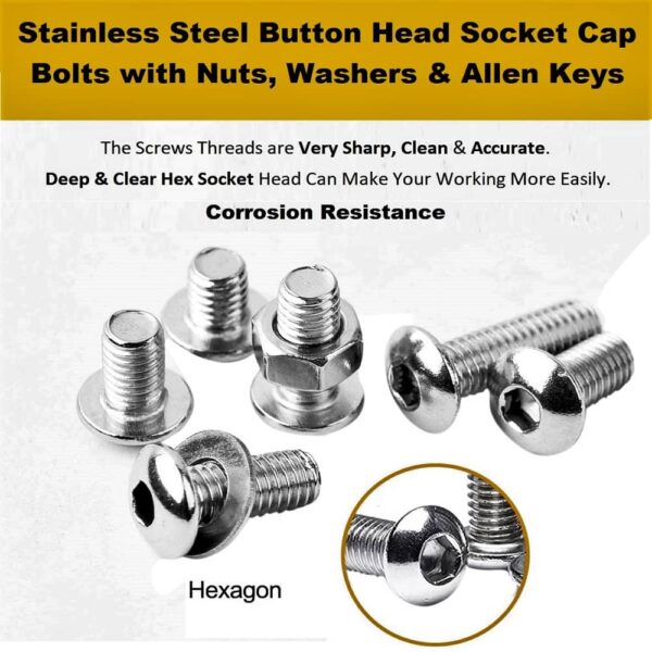 329-Pcs-M6-Dia-Stainless-Steel-Button-Head-Bolt-Assortment-Pack-2.jpg 329 Pcs Stainless Steel M6 Dia Socket Button Head Bolts With Matching Accessories Assortment Pack