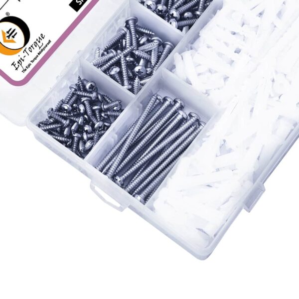 335 Pcs Stainless Steel PAN Phillip Plus Head Screws Different sizes With Matching Rawl Plugs Assortment Pack