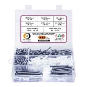 345-Pcs-Stainless-Steel-CSK-Slotted-Minus-Head-Screws-Rawl-Plug-Assortment-Pack-1.jpg 345 Pcs Stainless Steel CSK Slotted Head Screws Different sizes With Matching Rawl Plugs Assortment Pack