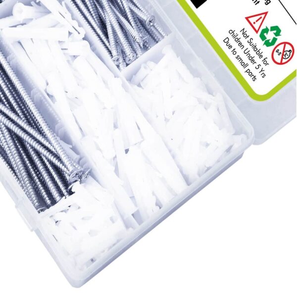 355 Pcs CSK Phillip Plus Head Zinc Plated Screws Different sizes With Matching Rawl Plugs Assortment Pack