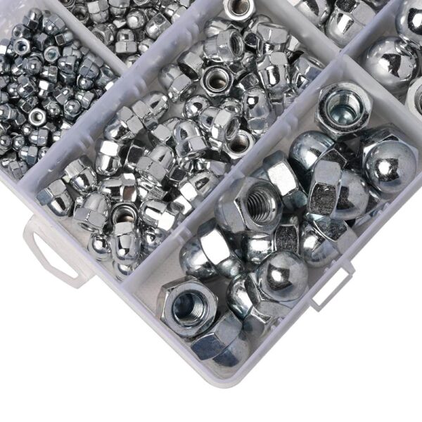 375-Zinc-Plated-Metric-Acorn-Cap-Nuts-Hex-Dome-Cap-Assortment-Kit-7-Sizes-M3-M4-M5-M6-M8-M10-M12-3.jpg 375 Pcs Zinc Plated Metric Acorn Cap Nuts Hex Dome Cap Assortment Kit, 7 Sizes - M3 M4 M5 M6 M8 M10 M12