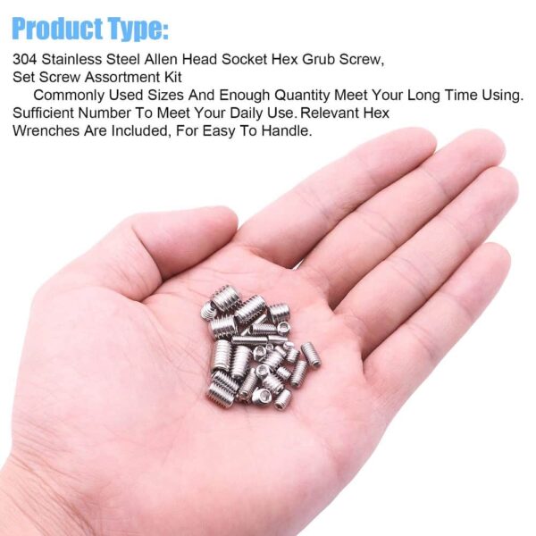 395 Pcs Stainless Steel Socket Set/Grub Screw 15 Sizes Assortment Pack