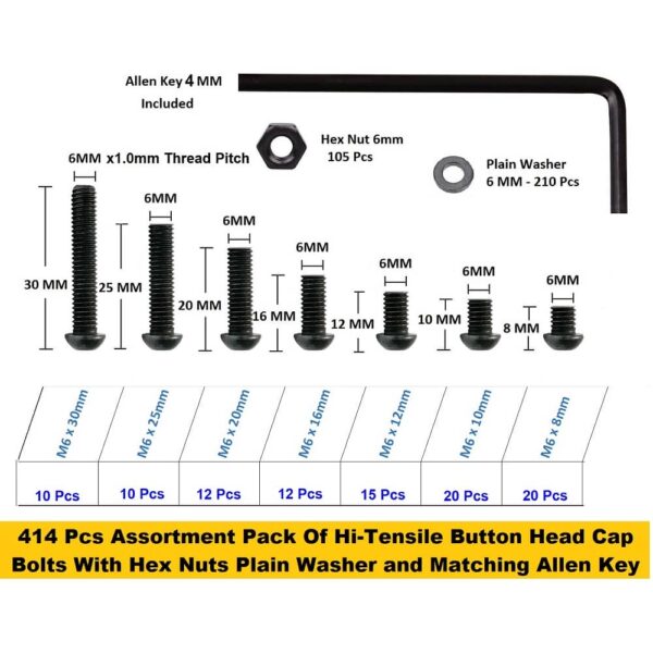 414-Pcs-M6-Dia-10.9-Grade-Hi-Tensile-Button-Head-Bolts-Assortment-Pack-3.jpg 414 Pcs M6 Dia 10.9 Grade Hi Tensile Button Head Bolts Assortment Pack
