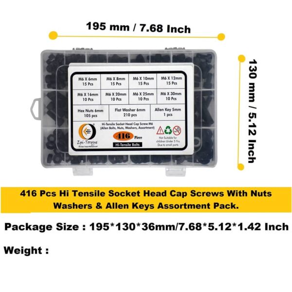 416-Pcs-M6-Dia-12.9-Grade-Hi-Tensile-Socket-Head-Allen-Bolts-Assortment-Pack-6-1.jpg 416 Pcs M6 Dia 12.9 Grade Hi Tensile Socket Head Allen Bolts With Matching Accessories Assortment Pack