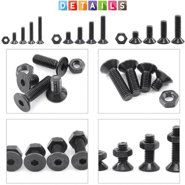 418-Pcs-M6-Dia-10.9-Grade-Hi-Tensile-Counter-Sunk-Bolts-Assortment-Pack-5.jpg 418 Pcs Hi Tensile M6 Dia Socket CSK Flat Head Bolts With Matching Accessories Assortment Pack