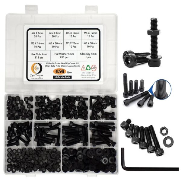 456-Pcs-M5-Dia-12.9-Grade-Hi-Tensile-Socket-Head-Allen-Bolts-Assortment-Pack-1.jpg 456 Pcs M5 Dia 12.9 Grade Hi Tensile Socket Head Allen Bolts With Matching Accessories Assortment Pack